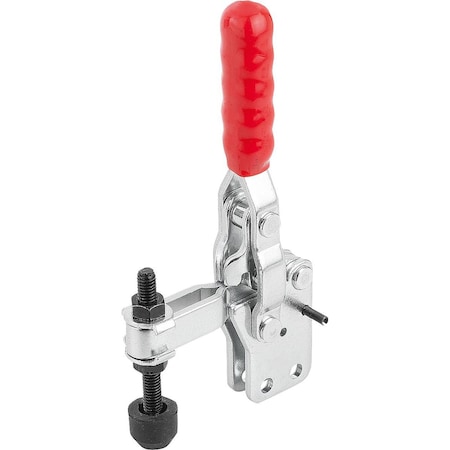 Kipp Toggle Clamp, Vertical Foot, Std, F2=1600, Adj Clamping Spind M06X50, Steel Electro Zinc-Plated,  K1246.01600